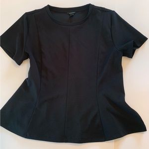ANN TAYLOR Black Stretchy Taper-Waist Top Sz L